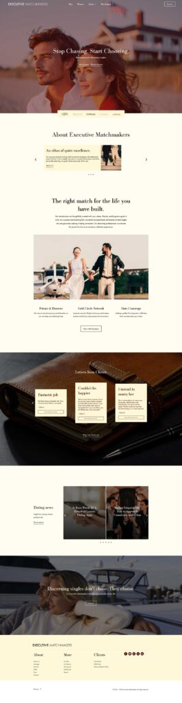 screenshot of executive matchmakers full website home page